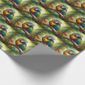 Regenbogen-Parrots tropische Maca Geschenkpapier (Ecke)