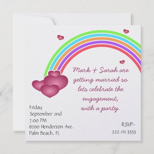 Regenbogen-Party Einladung (Vorderseite)