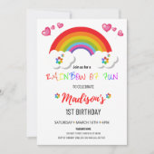 Regenbogen-Party Einladungen für Mädchen (Vorderseite)
