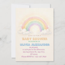 Regenbogen-Pastell-Baby-Shower-Einladung | Whimsis