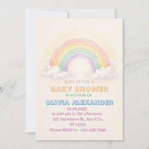Regenbogen-Pastell-Baby-Shower-Einladung Whimsis Einladung