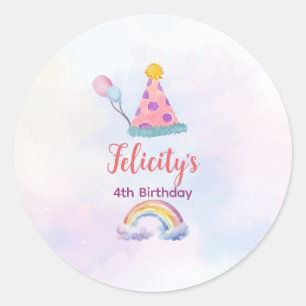 Regenbogen-Pastell-Einhorn-Birthday für jedes Alte Runder Aufkleber