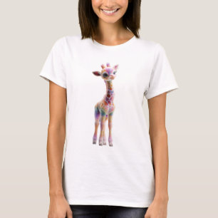 Regenbogen-Pastell-Giraffen-Kunst Frauen T-Shirt
