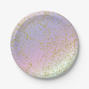Regenbogen Pastell Gold Glitter Fantasy Geburtstag Pappteller