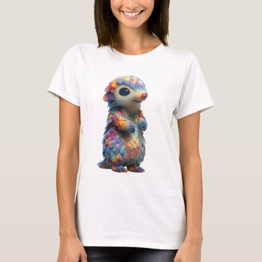 Regenbogen-Pastell-Schuppen-Pangolin-Kreatur-Fraue T-Shirt (Vorderseite)