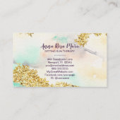 *~* Regenbogen-Pastell Wasserfarbe Wash Gold Glitz Visitenkarte (Rückseite)