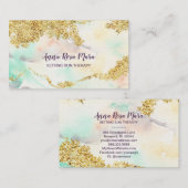 *~* Regenbogen-Pastell Wasserfarbe Wash Gold Glitz Visitenkarte (Vorne/Hinten)