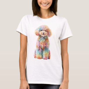 Regenbogen-Pastell-Wasserfarben-Pudel-Frauen T-Shirt