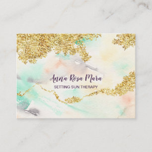 *~* Regenbogen-Pastell Wasserfarbenwash + Gold-Gli Visitenkarte