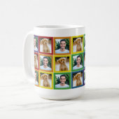 Regenbogen-Patchwork-Haustier-Foto-Quadrat-Muster Kaffeetasse (Vorderseite Links)
