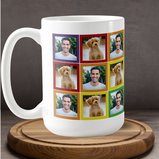 Regenbogen-Patchwork-Haustier-Foto-Quadrat-Muster Kaffeetasse