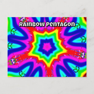 Regenbogen Pentagon (Sie können die Wörter ändern) Postkarte