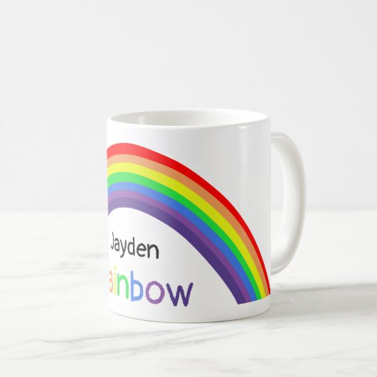 Regenbogen - personalisiert, Ihr Name Kaffeetasse (VorderseiteRechts)