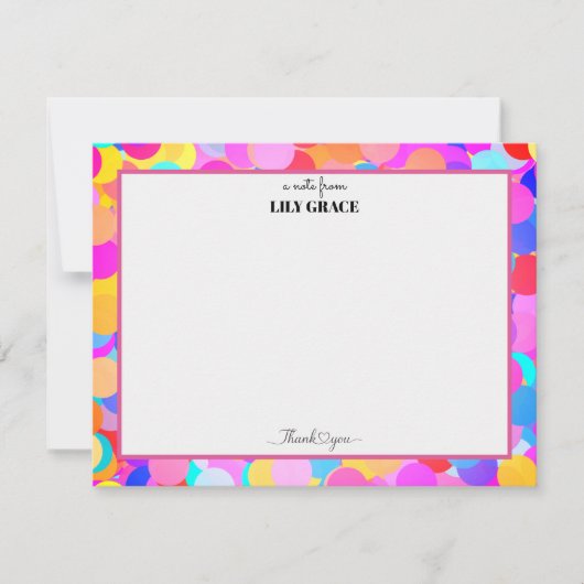 Regenbogen personalisierter Name Monogramm, Dankes Mitteilungskarte (Vorderseite)