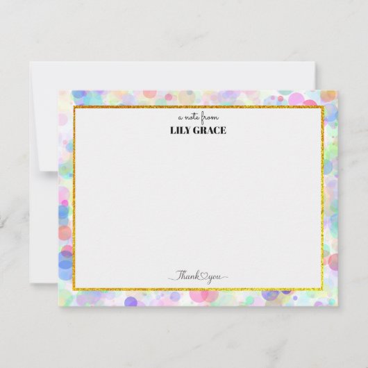 Regenbogen personalisierter Name Monogramm, Dankes Mitteilungskarte (Vorderseite)