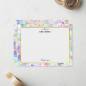 Regenbogen personalisierter Name Monogramm, Dankes Mitteilungskarte (Vorderseite/Rückseite Beispiel)