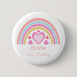Regenbogen personalisierter Name und Alter Geburts Button