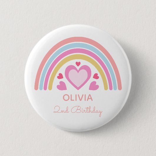 Regenbogen personalisierter Name und Alter Geburts Button (Vorderseite)