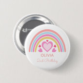 Regenbogen personalisierter Name und Alter Geburts Button (Vorne & Hinten)