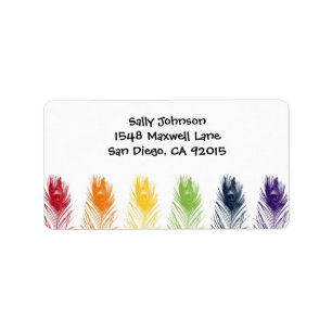 Regenbogen-Pfau-Feder-Adressen-Etiketten Adressaufkleber