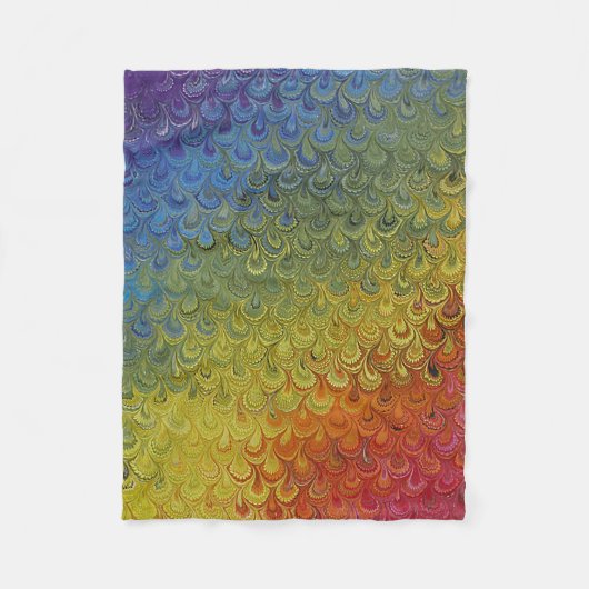 Regenbogen-Pfau-Marmor Fleecedecke (Vorderseite)