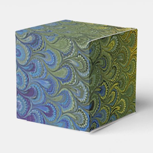 Regenbogen-Pfau-Marmor Geschenkschachtel (Rückseite)