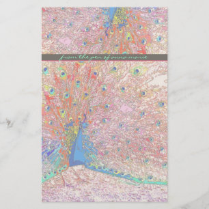 Regenbogen-Pfau-personalisiertes Briefpapier