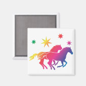 Regenbogen Pferde Magnet (Vorderseite/Rückseite)