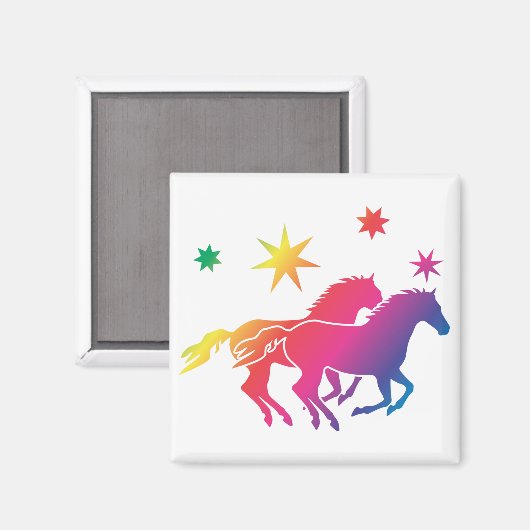 Regenbogen Pferde Magnet (Vorderseite/Rückseite)