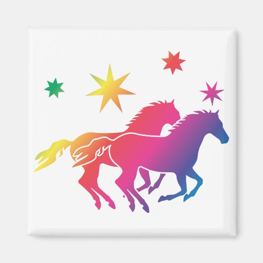 Regenbogen Pferde Magnet (Vorne)