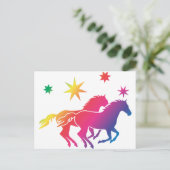 Regenbogen Pferde Postkarte (Stehend Vorderseite)