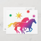 Regenbogen Pferde Postkarte (Vorne/Hinten)