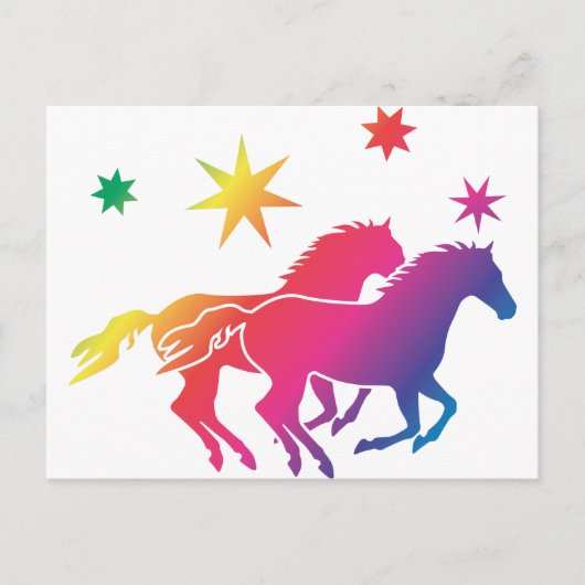 Regenbogen Pferde Postkarte (Vorderseite)