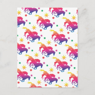 Regenbogen Pferde Postkarte