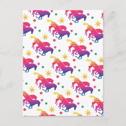 Regenbogen Pferde Postkarte (Vorderseite)