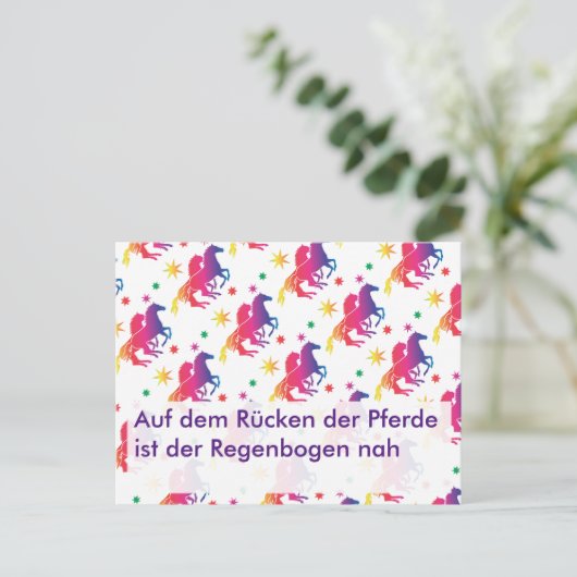 Regenbogen Pferdekarte Postkarte (Stehend Vorderseite)