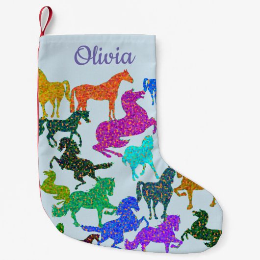 Regenbogen-Pferdekundenspezifischer Kleiner Weihnachtsstrumpf (Vorderseite)