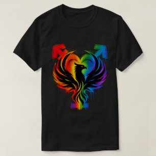 Regenbogen-Phönix-Herz-Grafik-T-Shirt T-Shirt