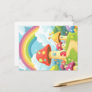 Regenbogen-Pilz-Häuser 3 Postkarte