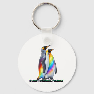 Regenbogen Pinguin Pride Steht Zusammen Schlüsselanhänger