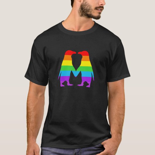 Regenbogen-Pinguine, die Hände halten T-Shirt (Vorderseite)