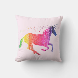 Regenbogen-Pink-Einhorn Kissen