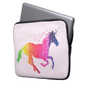 Regenbogen-Pink-Einhorn Laptopschutzhülle (Vorderseite Links)