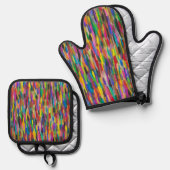 Regenbogen-Pinselstriche Ofenhandschuh & Topflappen-Set (Vorderseite/Rückseite)