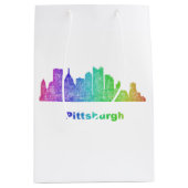 Regenbogen-Pittsburgh-Skyline Mittlere Geschenktüte (Vorderseite)