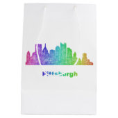 Regenbogen-Pittsburgh-Skyline Mittlere Geschenktüte (Rückseite)