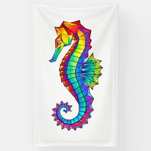 Regenbogen-Polygonal-Seepferdchen Banner (Vertikal)
