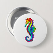 Regenbogen-Polygonal-Seepferdchen Button (Vorne & Hinten)