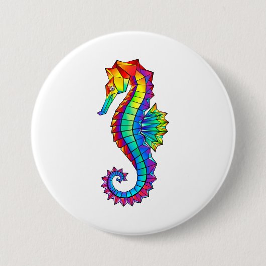 Regenbogen-Polygonal-Seepferdchen Button (Vorderseite)