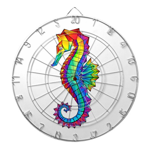 Regenbogen-Polygonal-Seepferdchen Dartscheibe (vorne)